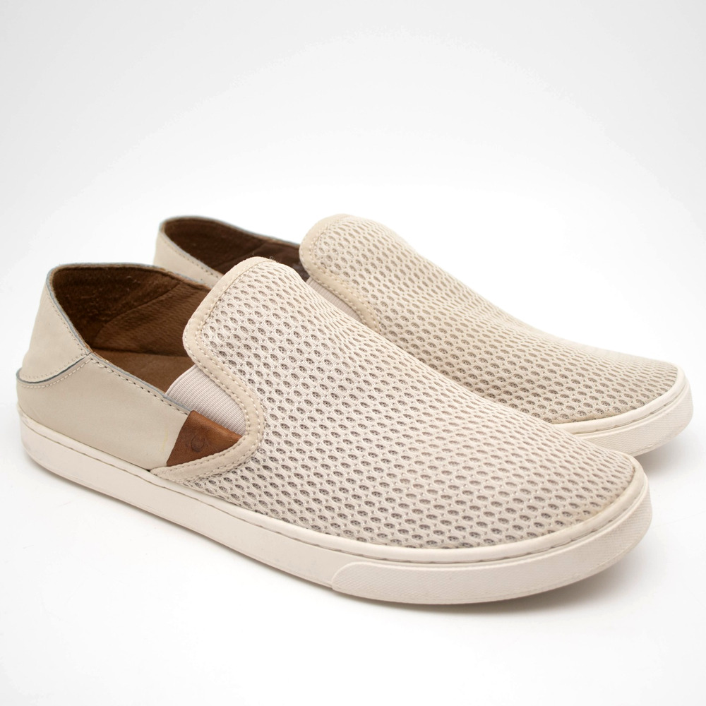 Olukai Pehuea Womens Size 9 Beige Mesh Breathable Slip On Shoes